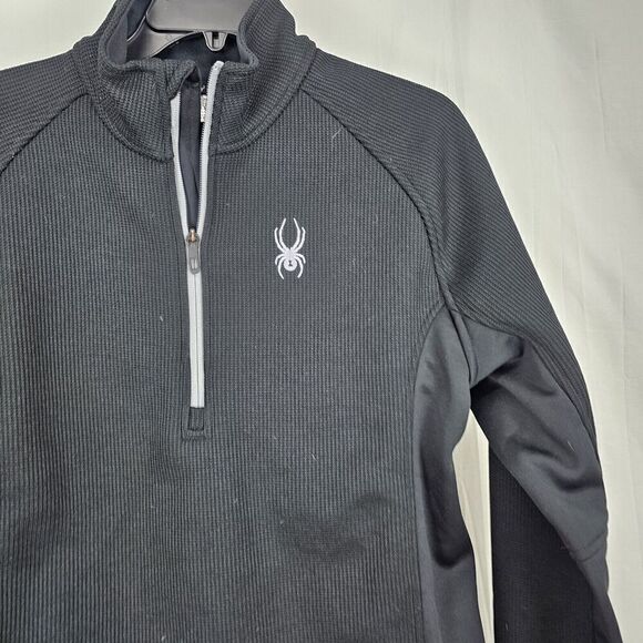 SPYDER Outbound 1/4 Zip Core Fleece Lined Pullover Sweater Mens Medium Black - Picture 2 of 6